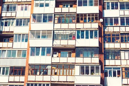 photo houses with lots of balconies, budget housing for poor residentsの写真素材