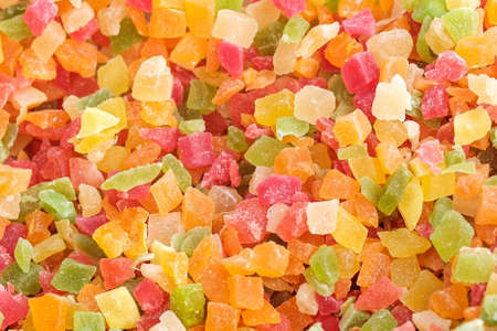 candied fruits of different colors in large quantities for the entire close-up photo. fair in Russiaの写真素材