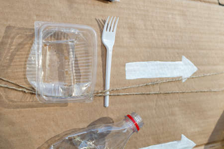 plastic disposable kitchen items should cease production. call what not to useの写真素材