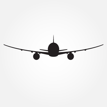 Plane silhouette icon or sign isolated on white. Vector illustration.のイラスト素材