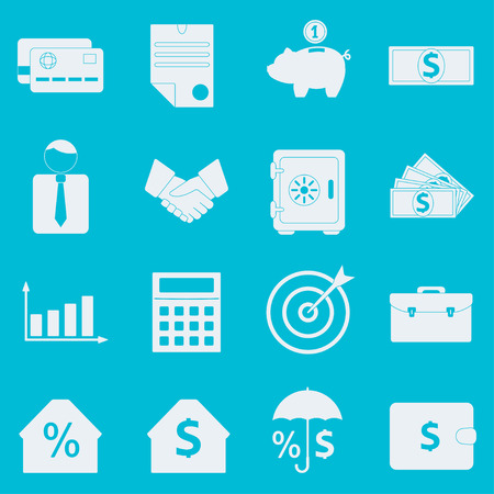 Business and Finance icons set. Symbols for finance, money, banking services Vector illustration.のイラスト素材