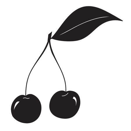Two cherries with leaf. Vector Illustration.のイラスト素材