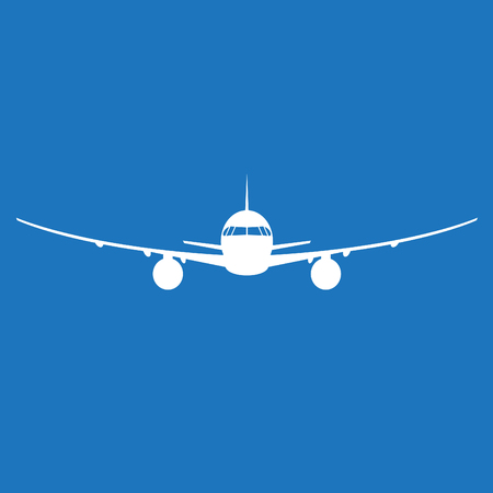 Airplane silhouette on blue background. Vector illustration.のイラスト素材