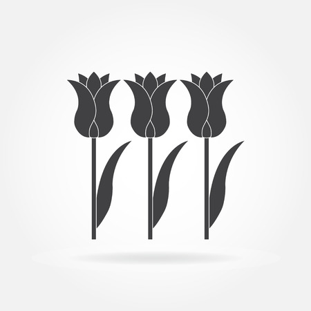 Tulips icon or sign isolated on white background. Spring Flowers symbol. Vector illustration.のイラスト素材