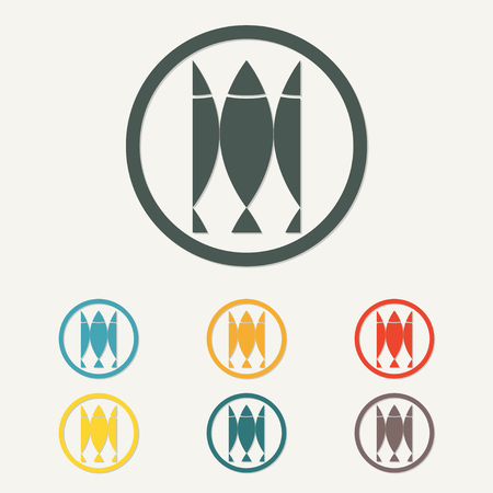 Fish Icon or label. Colorful vector illustration.のイラスト素材