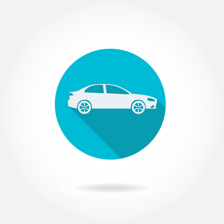 Car icon or sign in round frame with shadow. Vector illustration.のイラスト素材