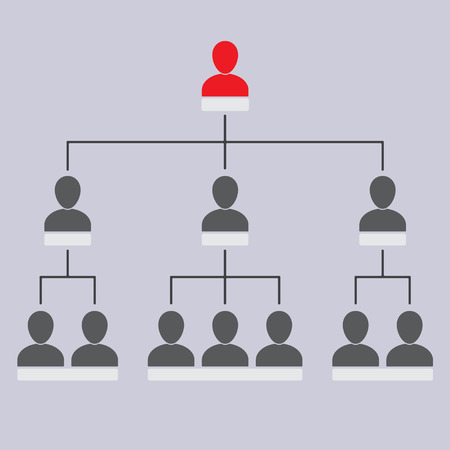 Organization chart with people icons. Corporate hierarchy concept. HR pyramid. Vector infographics element.のイラスト素材