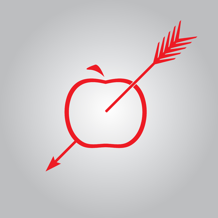 Apple with arrow. Vector illustration.のイラスト素材