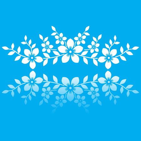 Vector flowers pattern on blue background. Ornamental design element.のイラスト素材