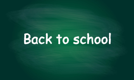 Back to school written on blackboard with chalk. Vector background.のイラスト素材
