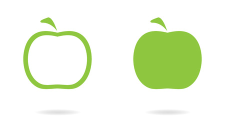 Apple icon or sign on white background. Vector illustration of green applesのイラスト素材