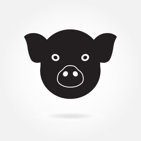 Pig head or face icon. Agriculture and farming concept. Vector illustration.のイラスト素材
