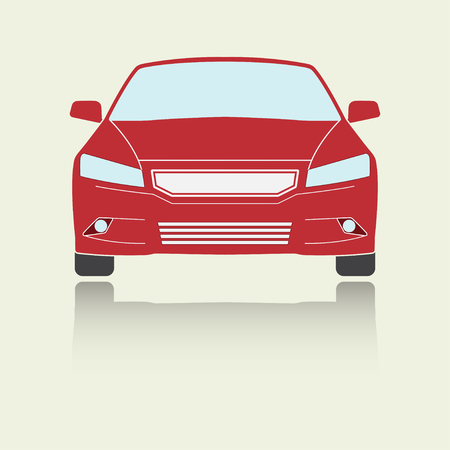 Car front view icon or sign. Colorful vector illustration of vehicle. Flat design.のイラスト素材