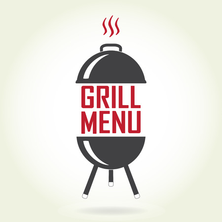 Grill menu design template. Grill or barbecue icon isolated on white background. Vector Illustration.のイラスト素材
