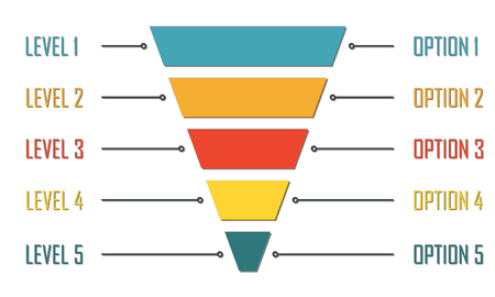 Funnel symbol. Infographic or web design element. Template for marketing, conversion or sales. Colorful vector illustration.のイラスト素材