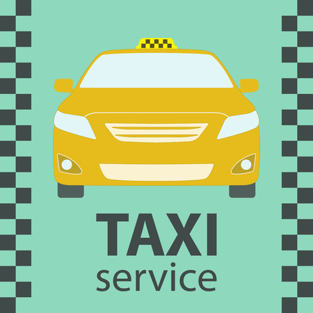 Taxi car symbol. Front view. Taxi service design. Vector illustration.のイラスト素材