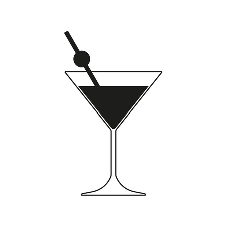 Martini cocktail icon. Martini glass with drinking straw. Vector illustration.のイラスト素材