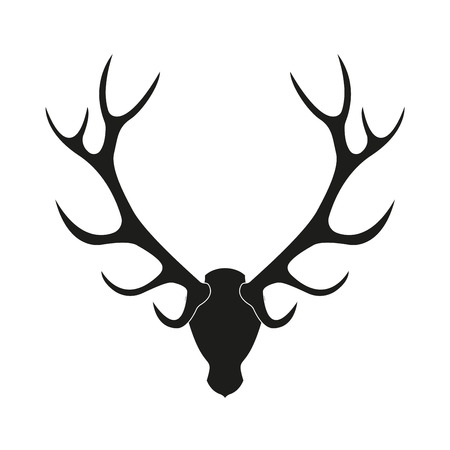 Deer antlers. Horns icon isolated on white background. Vector black silhouette.のイラスト素材