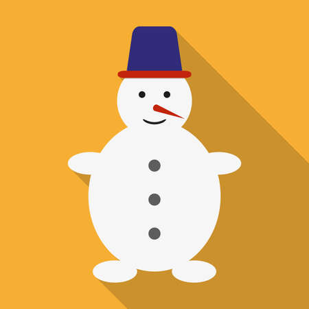 Snowman icon. Snowman in flat design with long shadow. Winter and Christmas card template. Colorful vector illustration.のイラスト素材
