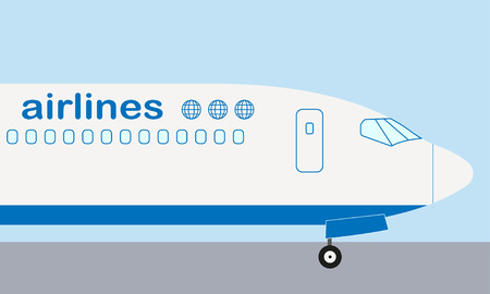 Airplane nose. Airplane side view. Passenger plane or aircraft.のイラスト素材