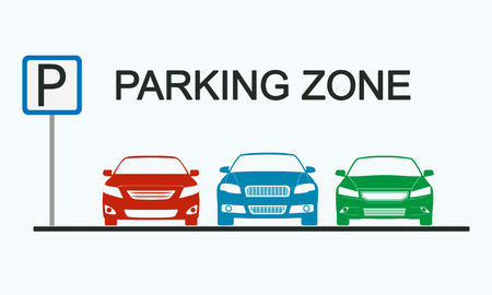 Parking zone sign with car icons. Parking concept in flat style.のイラスト素材