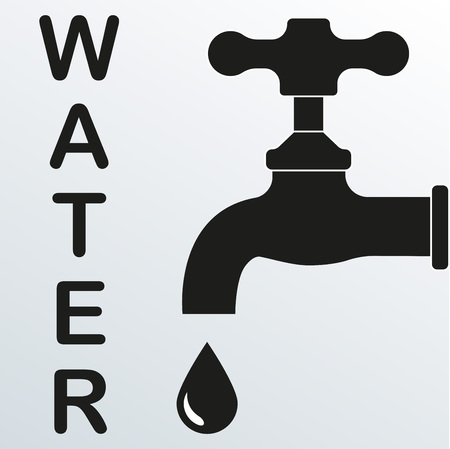 Faucet icon. Vector illustration of tap or faucet with drop. Water symbol.のイラスト素材