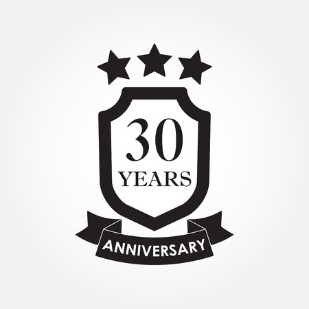30 years anniversary icon or emblem. 30th anniversary label. Celebration, invitation and congratulation design element. Vector illustrationのイラスト素材