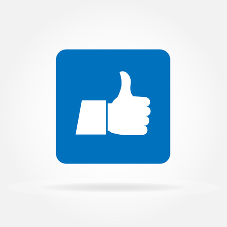 Thumb up flat icon. Vector illustration of blue thumb up sign.のイラスト素材