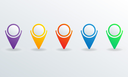 Map pointers set. Vector illustration of colorful pointers.のイラスト素材