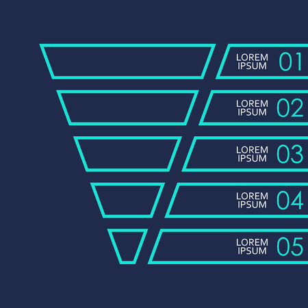 Funnel symbol template. Infographics design element with 5 steps, options or levels. Vector illustration.のイラスト素材