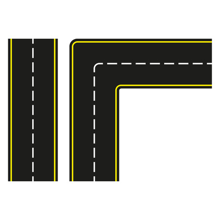 Road construction set. Seamless asphalt road isolated on white background. Vector illustration.のイラスト素材