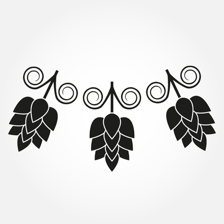Hops flowers or strobiles. Hop beer sign. Vector illustration.のイラスト素材