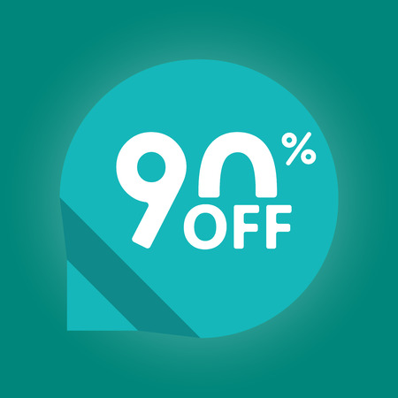 90% off. Sale and discount tag with 90 percent price off icon. Vector illustration.のイラスト素材