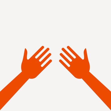 Hands in flat style. Colorful vector illustration.のイラスト素材