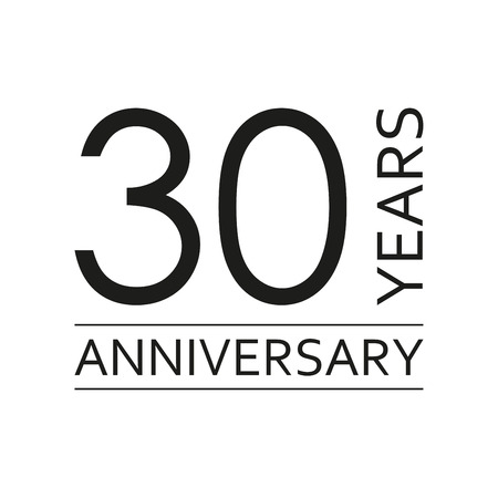 30 years anniversary emblem. Anniversary icon or label. 30 years celebration and congratulation design element. Vector illustration.のイラスト素材