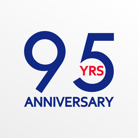 95 years anniversary icon. Anniversary decoration template. Celebrating and birthday emblem. Vector illustration.のイラスト素材