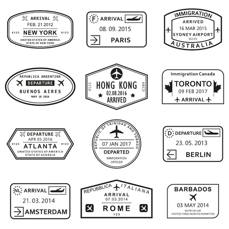 Custom And Travel Passport Stamp Set International Airport Stamps Vector Illustration のイラスト素材 ストックフォト 写真素材のstock Foto ストックドットフォト