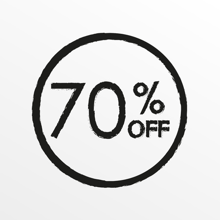 70% off. Sale and discount price icon. Sales tag design template. Vector illustration.のイラスト素材