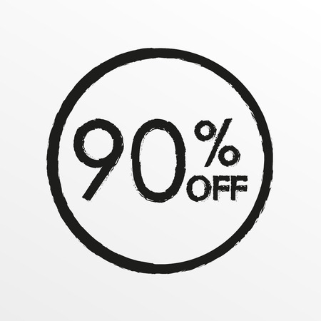 90% off. Sale and discount price icon. Sales tag design template. Vector illustration.のイラスト素材