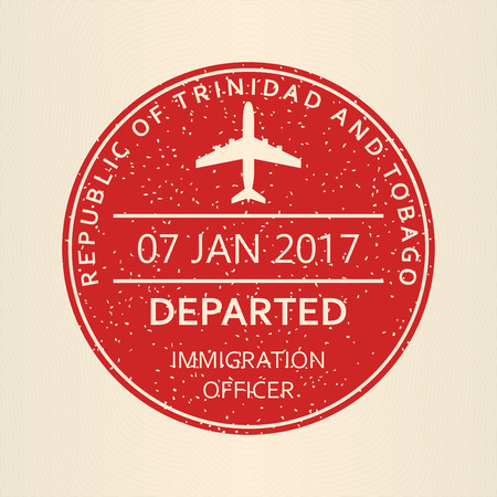 Passport stamp. Travel by plane visa or immigration stamp. Vector illustration.のイラスト素材