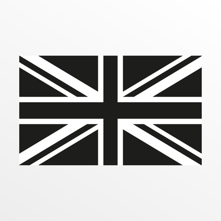 British flag black and white icon. United Kingdom and Great Britain national symbol. Vector illustrationのイラスト素材