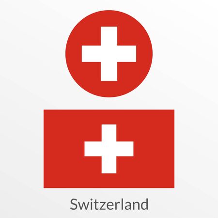 Switzerland flag set. Swiss national symbol. Vector illustration.のイラスト素材