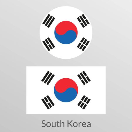 South Korea flag set. Korean national symbol. Vector illustration.のイラスト素材