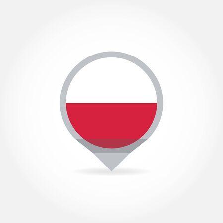 Flag of Poland icon in shape of map pointer or marker. Polish national symbol. Vector illustration.のイラスト素材