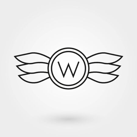 Wings icon. Winged and emblem collection. Company, army or aviation wing badge template. Vector illustration.のイラスト素材