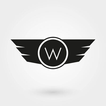 Wings icon. Winged and emblem collection. Company, army or aviation wing badge template. Vector illustration.のイラスト素材