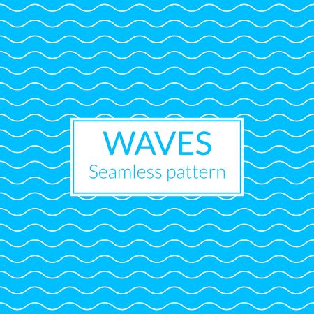 Wavy line pattern. Water or waves seamless background. Sea and ocean design. Vector illustration.のイラスト素材