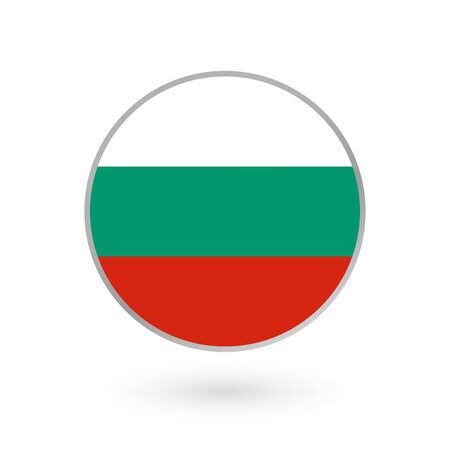 Flag of Bulgaria round icon, badge or button. Bulgarian national symbol. Vector illustration.のイラスト素材