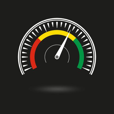 Speedometer icon. Gauge and rpm meter logo. Vector illustration.のイラスト素材
