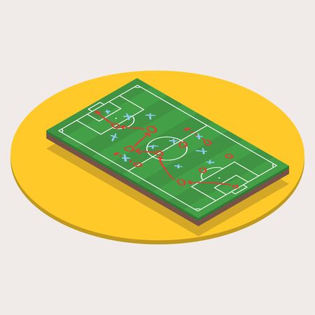 Isometric football or soccer field. 3d sport field with green grass. Vector illustration.のイラスト素材